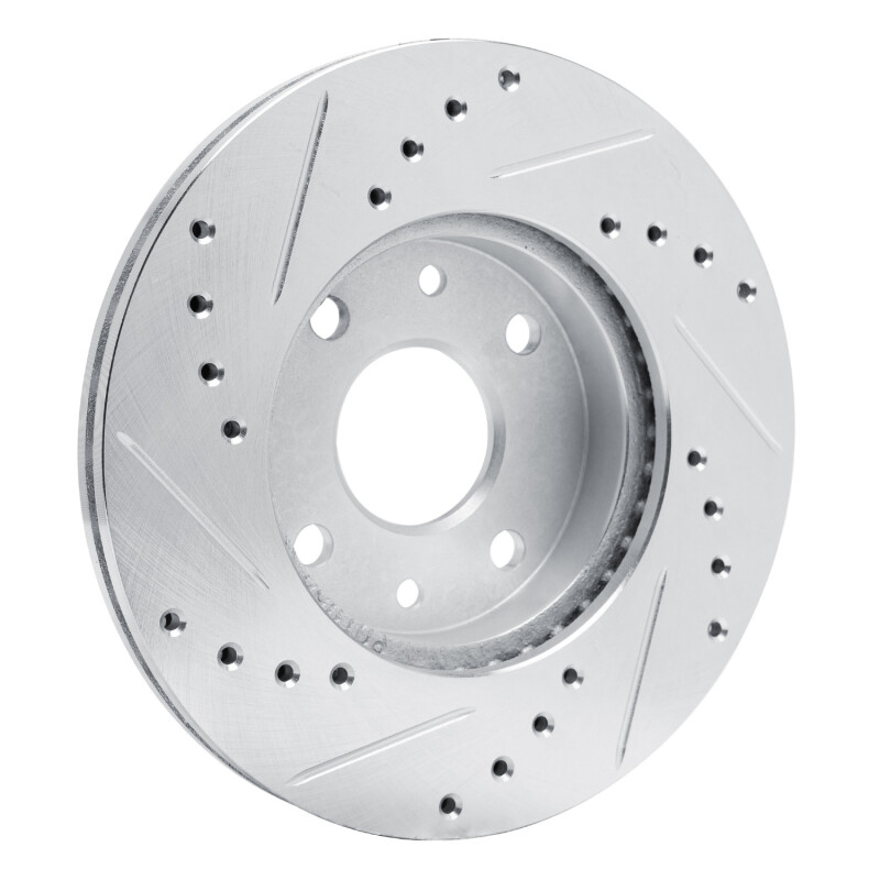 Kia Spectra Brake Rotor (1) - Front Right - R1 Concepts - Drilled & Slotted - Silver - `94-`00